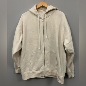 John Galt Zip Up Baggy Sweater Cream Oversized